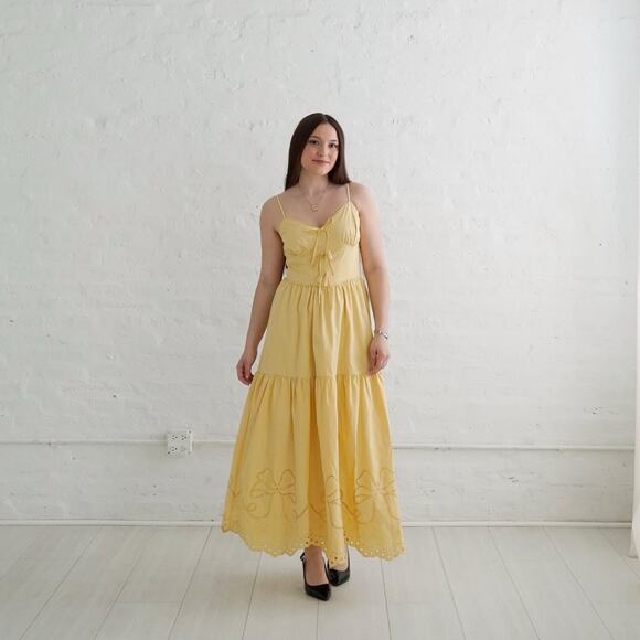 Moon River Rosemary Yellow Bow Detailed Maxi Dress Size Small - Picture 2 of 9